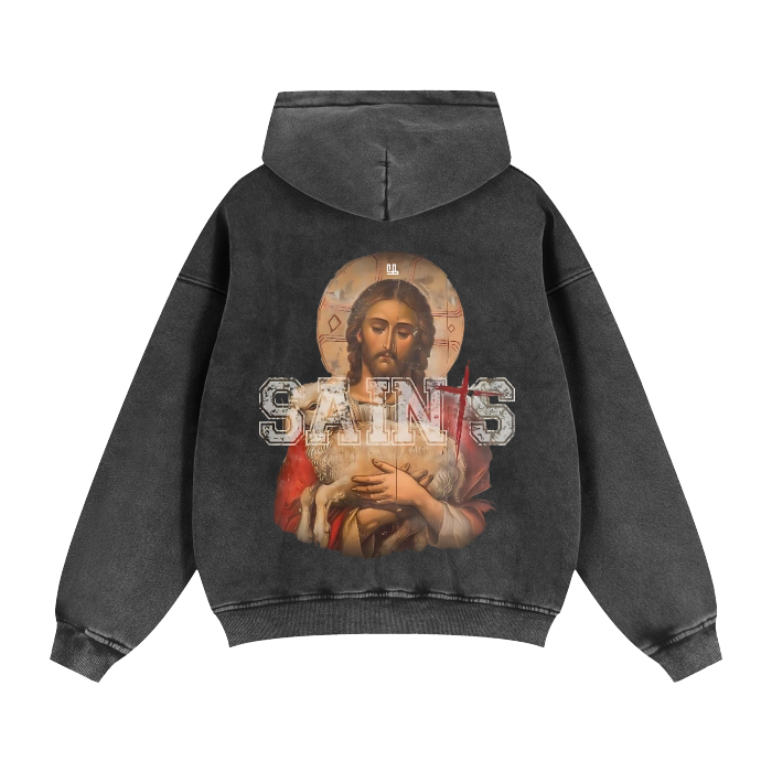 FearLessLi Saints Zip-Through Boxy Hoodie