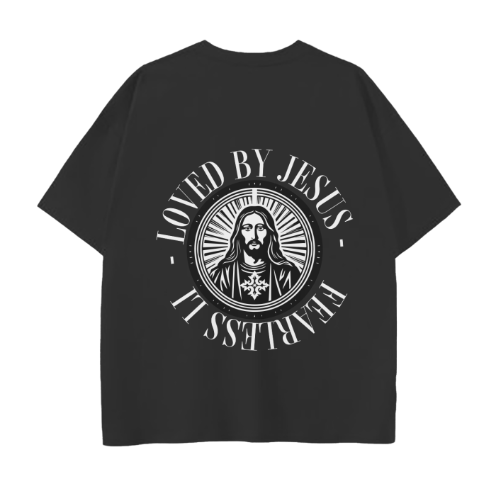 fearlessli Loved By Jesus Drop Down T-Shirt