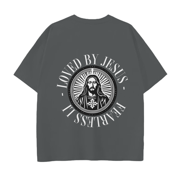 fearlessli Loved By Jesus Drop Down T-Shirt